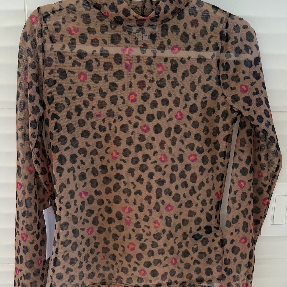 Never Fully Dressed Animal Print Mesh Blouse - Brown and Pink